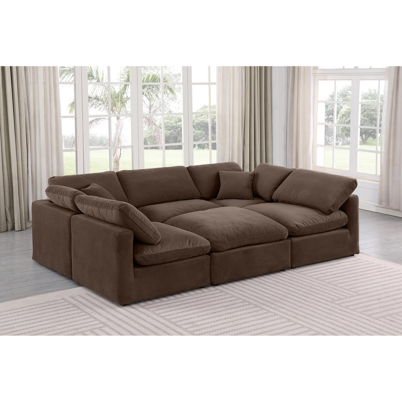 Meridian Indulge Brown Velvet Modular Sectional IMAGE 2