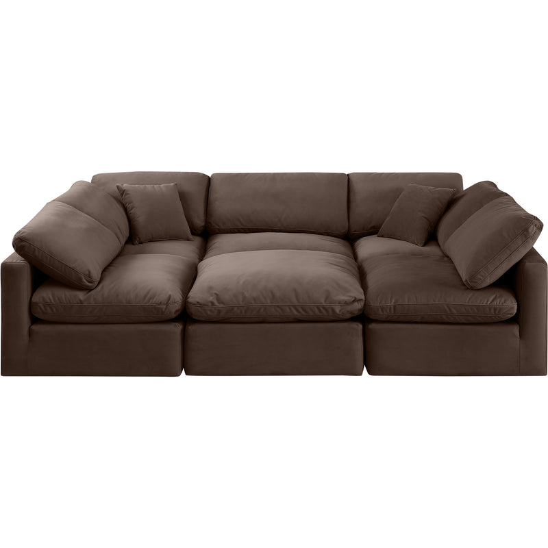 Meridian Indulge Brown Velvet Modular Sectional IMAGE 4