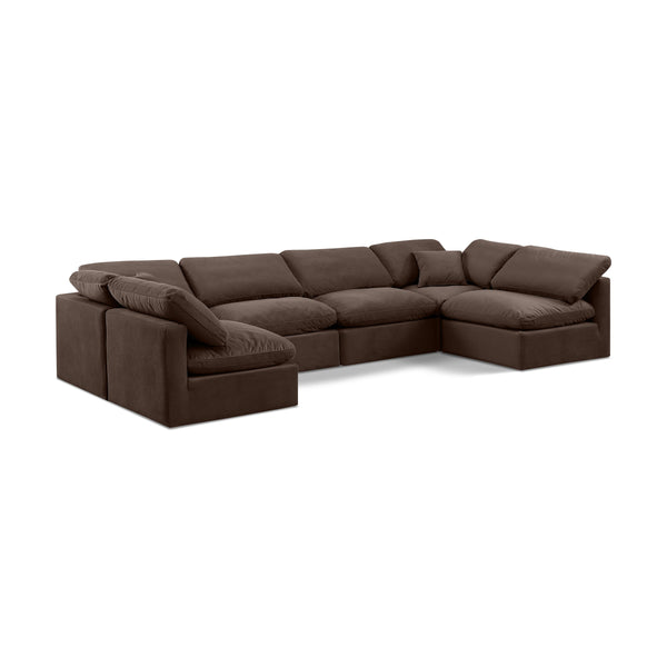 Meridian Indulge Brown Velvet Modular Sectional IMAGE 1