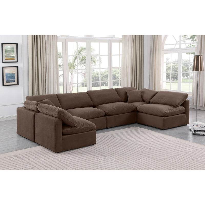 Meridian Indulge Brown Velvet Modular Sectional IMAGE 2