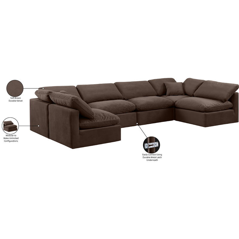 Meridian Indulge Brown Velvet Modular Sectional IMAGE 9