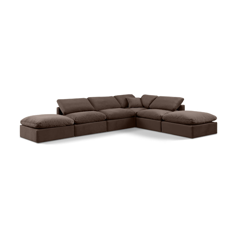 Meridian Indulge Brown Velvet Modular Sectional IMAGE 1
