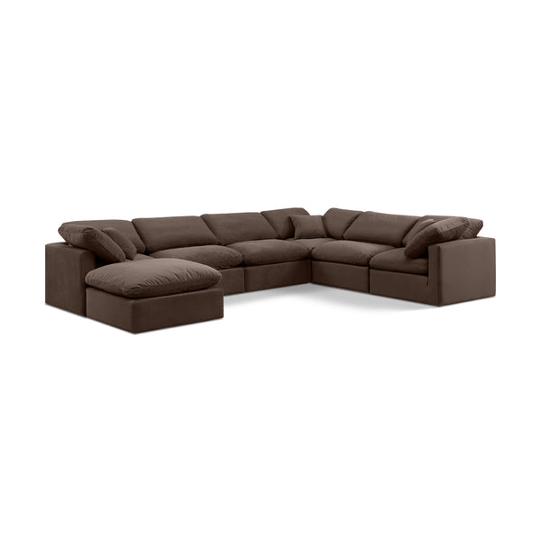 Meridian Indulge Brown Velvet Modular Sectional IMAGE 1