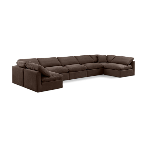 Meridian Indulge Brown Velvet Modular Sectional IMAGE 1