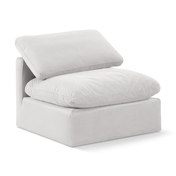 Meridian Indulge Cream Velvet Armless Chair IMAGE 1