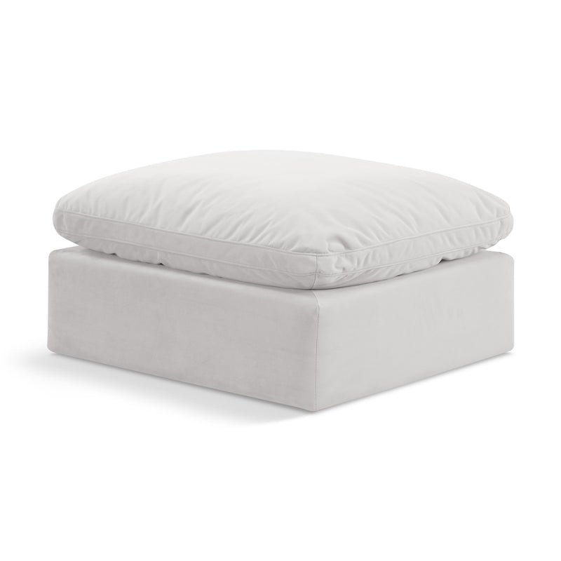 Meridian Indulge Cream Velvet Ottoman IMAGE 1
