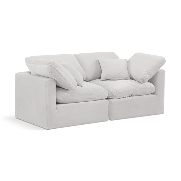 Meridian Indulge Cream Velvet Modular Sofa IMAGE 1