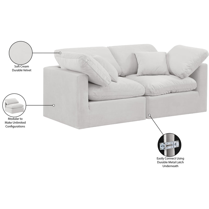 Meridian Indulge Cream Velvet Modular Sofa IMAGE 8
