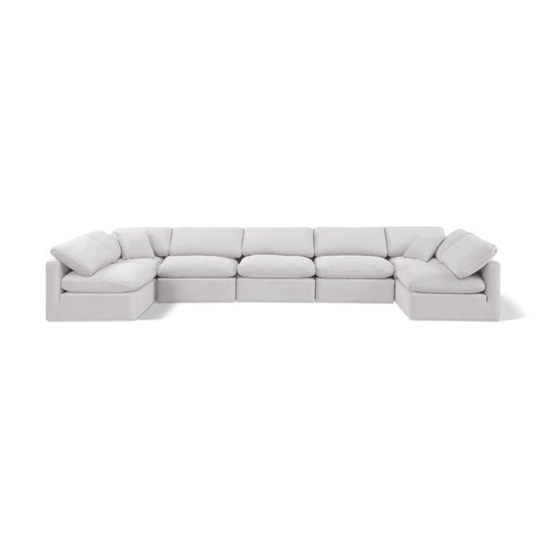 Meridian Indulge Cream Velvet Modular Sectional IMAGE 1