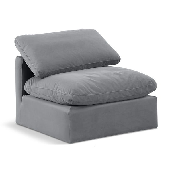 Meridian Indulge Grey Velvet Armless Chair IMAGE 1
