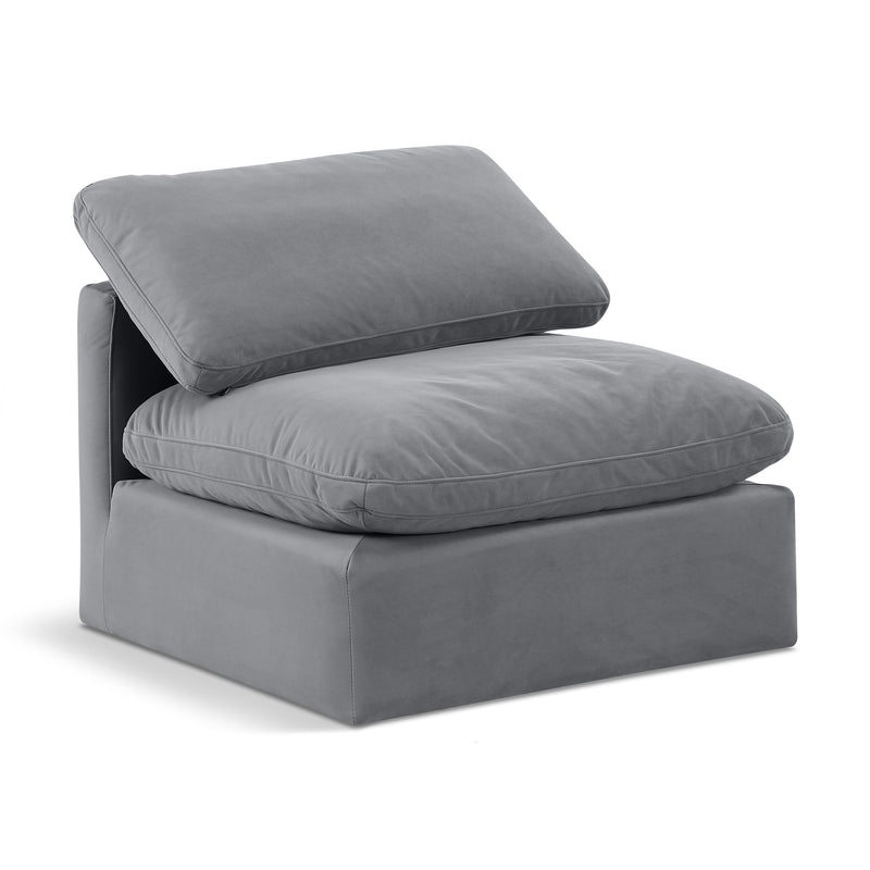 Meridian Indulge Grey Velvet Armless Chair IMAGE 1