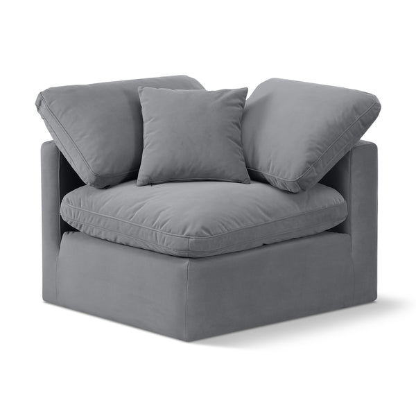 Meridian Indulge Grey Velvet Corner Chair IMAGE 1