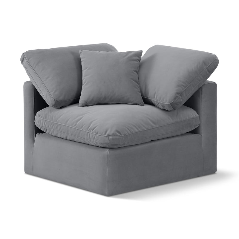 Meridian Indulge Grey Velvet Corner Chair IMAGE 1