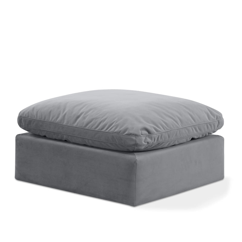 Meridian Indulge Grey Velvet Ottoman IMAGE 1