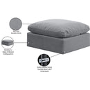 Meridian Indulge Grey Velvet Ottoman IMAGE 5