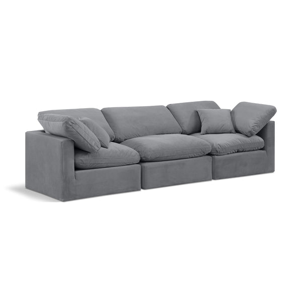 Meridian Indulge Grey Velvet Modular Sofa IMAGE 1