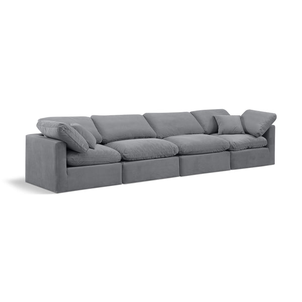 Meridian Indulge Grey Velvet Modular Sofa IMAGE 1