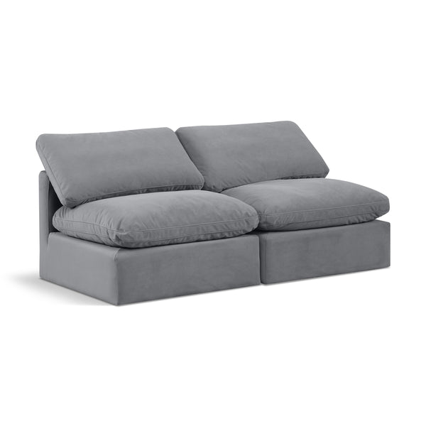 Meridian Indulge Grey Velvet Modular Sofa IMAGE 1
