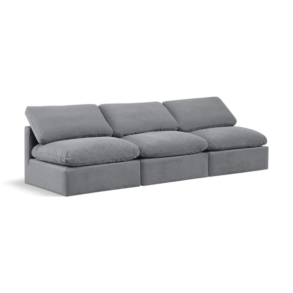 Meridian Indulge Grey Velvet Modular Sofa IMAGE 1