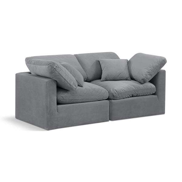 Meridian Indulge Grey Velvet Modular Sofa IMAGE 1