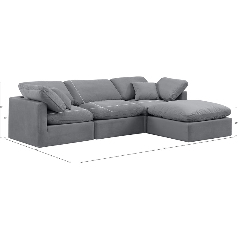 Meridian Indulge Grey Velvet Modular Sectional IMAGE 10