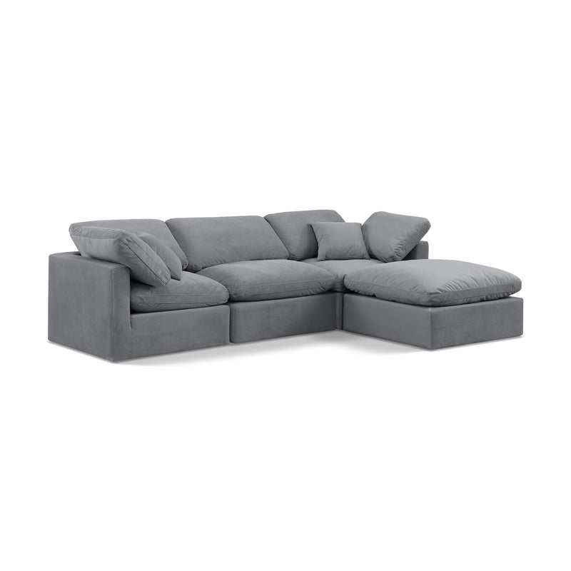 Meridian Indulge Grey Velvet Modular Sectional IMAGE 1