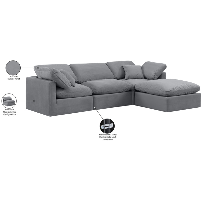Meridian Indulge Grey Velvet Modular Sectional IMAGE 9