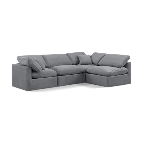 Meridian Indulge Grey Velvet Modular Sectional IMAGE 1