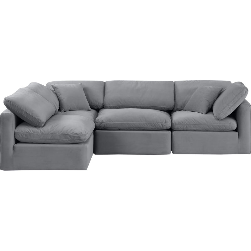 Meridian Indulge Grey Velvet Modular Sectional IMAGE 4