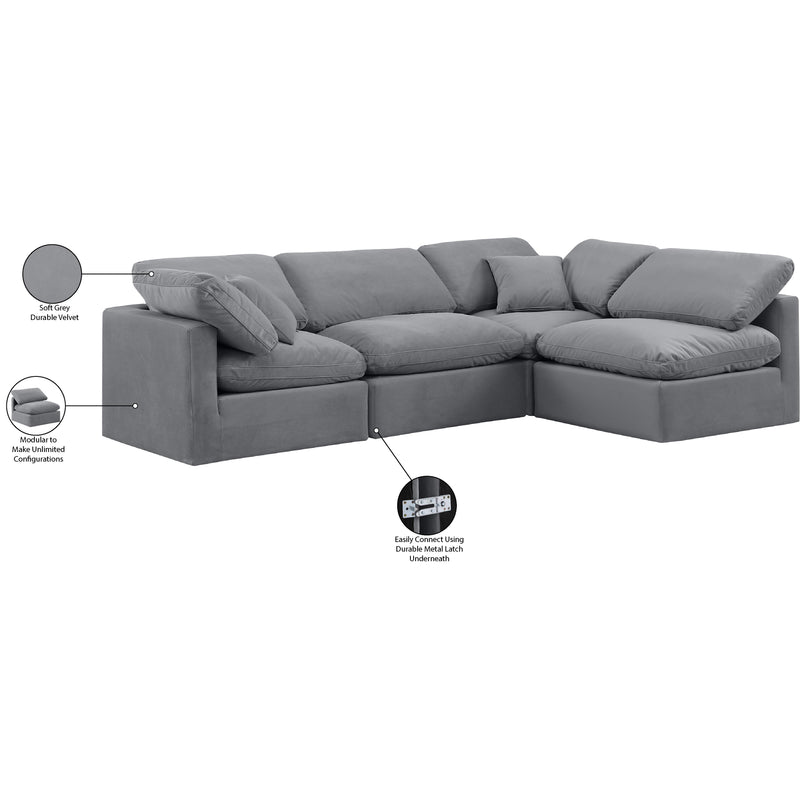 Meridian Indulge Grey Velvet Modular Sectional IMAGE 9
