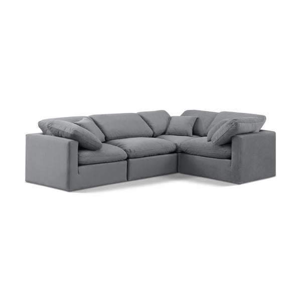 Meridian Indulge Grey Velvet Modular Sectional IMAGE 1
