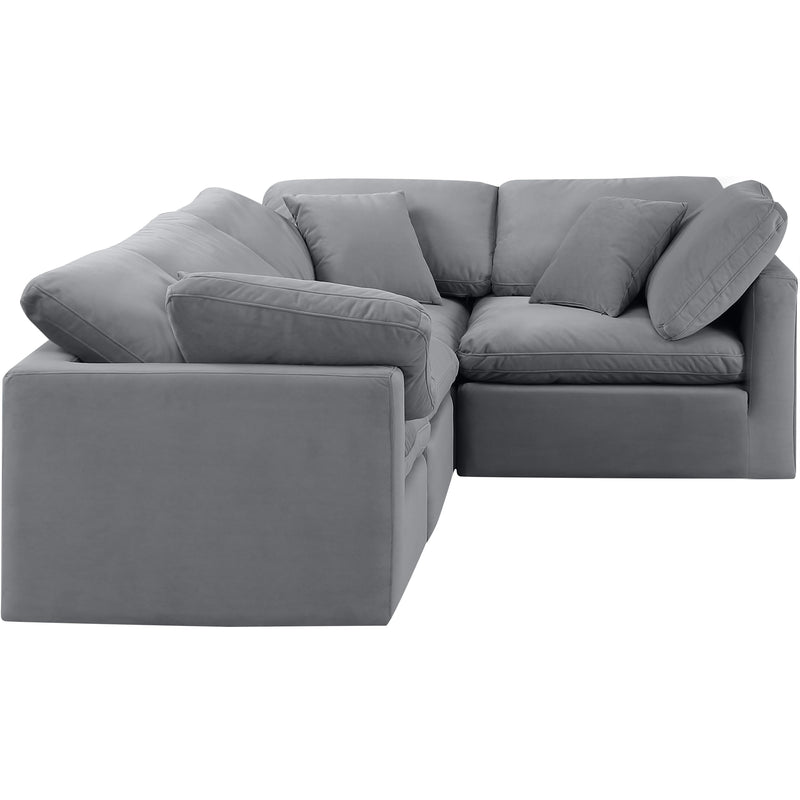 Meridian Indulge Grey Velvet Modular Sectional IMAGE 4