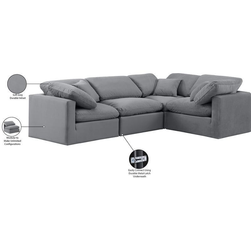 Meridian Indulge Grey Velvet Modular Sectional IMAGE 9