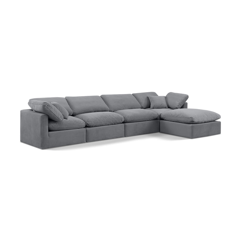 Meridian Indulge Grey Velvet Modular Sectional IMAGE 1