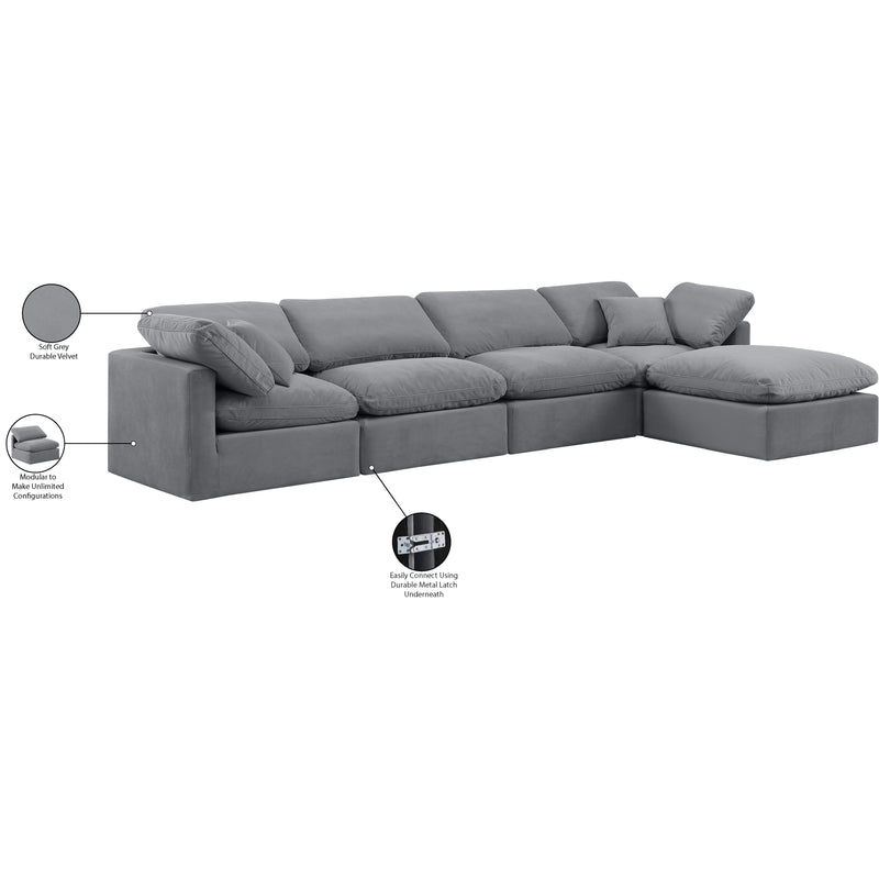 Meridian Indulge Grey Velvet Modular Sectional IMAGE 9