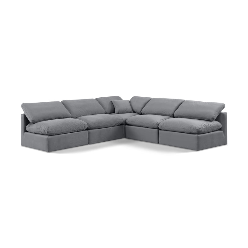 Meridian Indulge Grey Velvet Modular Sectional IMAGE 1