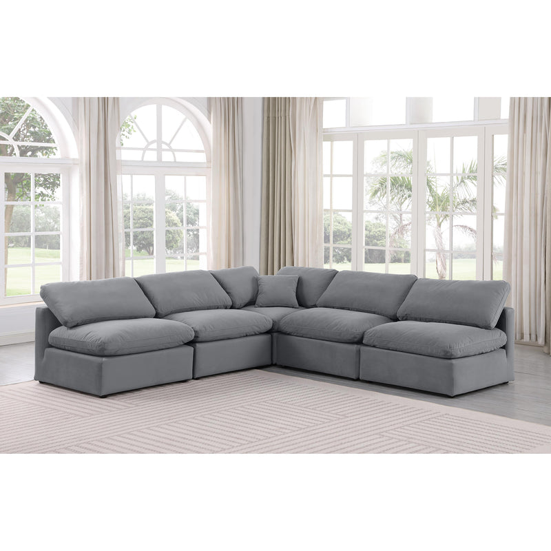 Meridian Indulge Grey Velvet Modular Sectional IMAGE 2