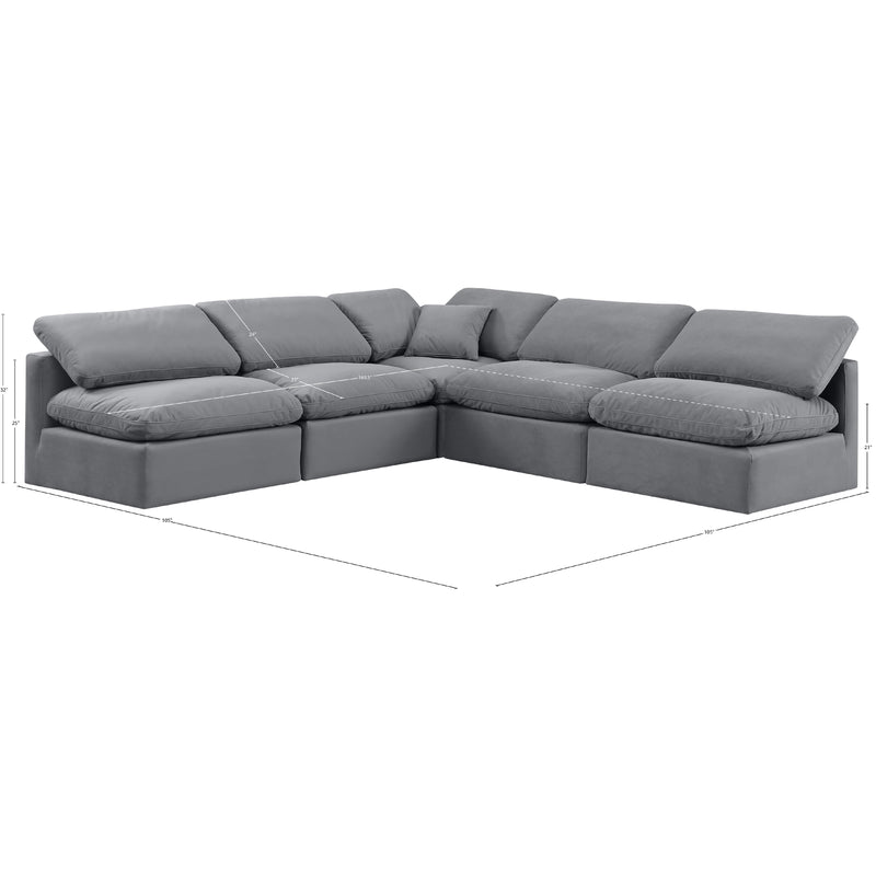 Meridian Indulge Grey Velvet Modular Sectional IMAGE 9