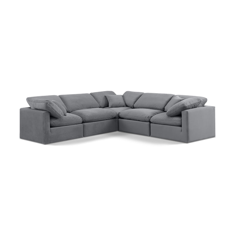 Meridian Indulge Grey Velvet Modular Sectional IMAGE 1