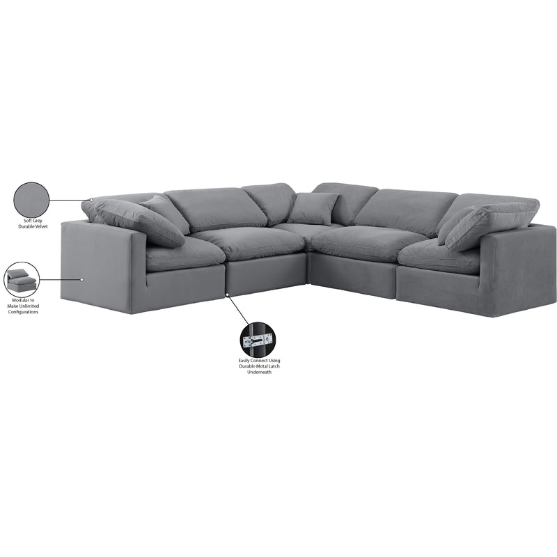 Meridian Indulge Grey Velvet Modular Sectional IMAGE 9