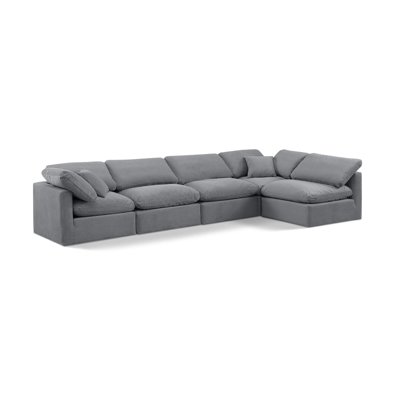 Meridian Indulge Grey Velvet Modular Sectional IMAGE 1