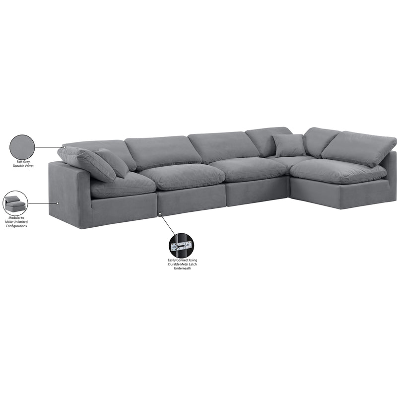 Meridian Indulge Grey Velvet Modular Sectional IMAGE 9