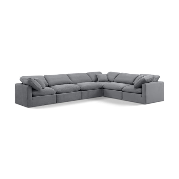 Meridian Indulge Grey Velvet Modular Sectional IMAGE 1
