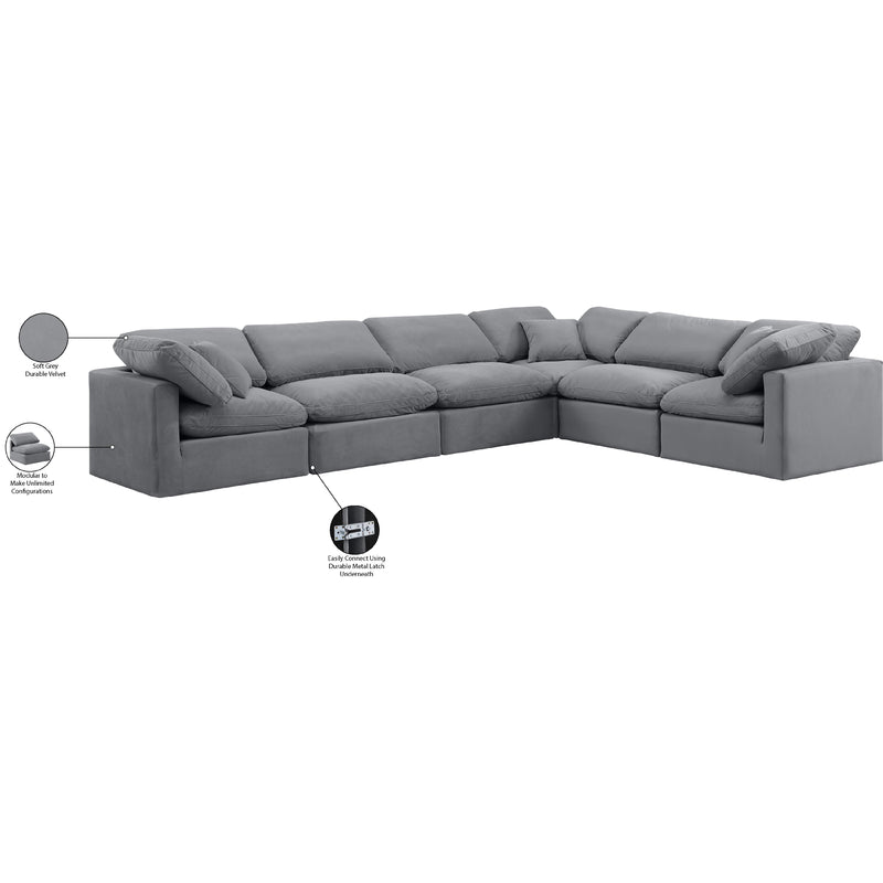 Meridian Indulge Grey Velvet Modular Sectional IMAGE 9