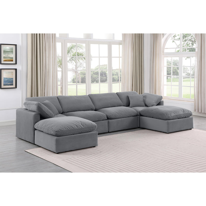 Meridian Indulge Grey Velvet Modular Sectional IMAGE 2
