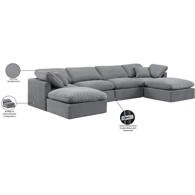 Meridian Indulge Grey Velvet Modular Sectional IMAGE 7