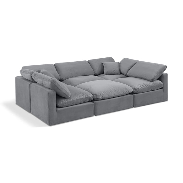 Meridian Indulge Grey Velvet Modular Sectional IMAGE 1