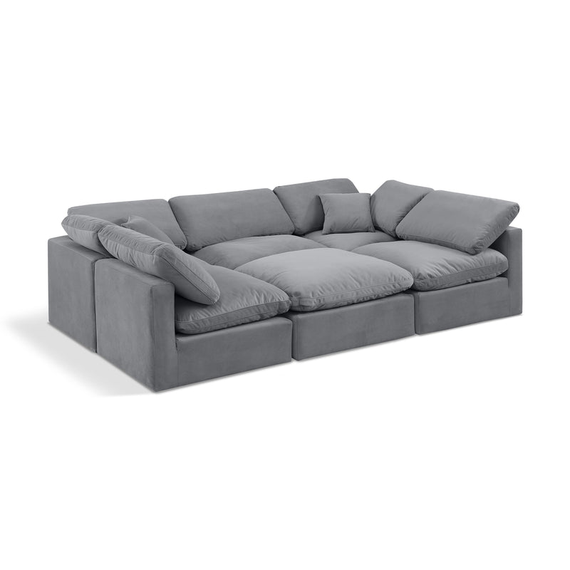 Meridian Indulge Grey Velvet Modular Sectional IMAGE 1