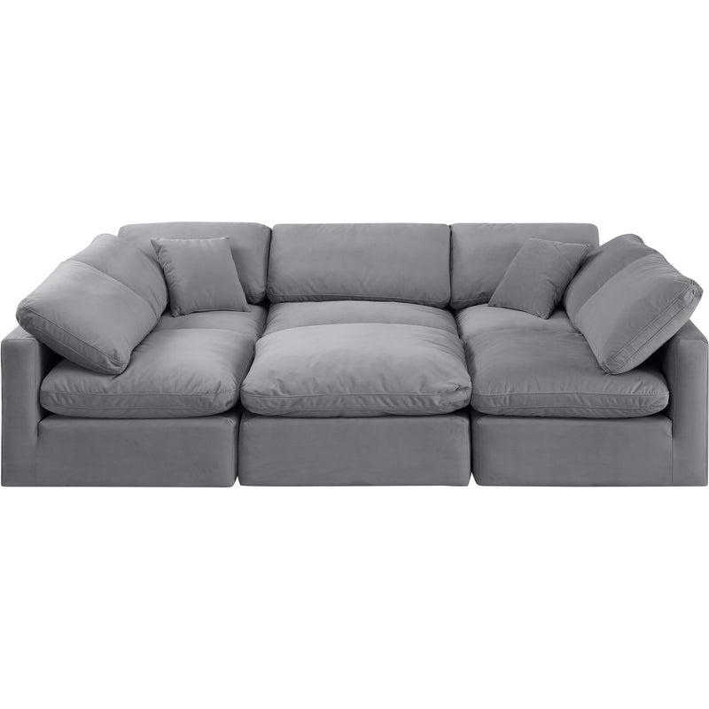 Meridian Indulge Grey Velvet Modular Sectional IMAGE 4