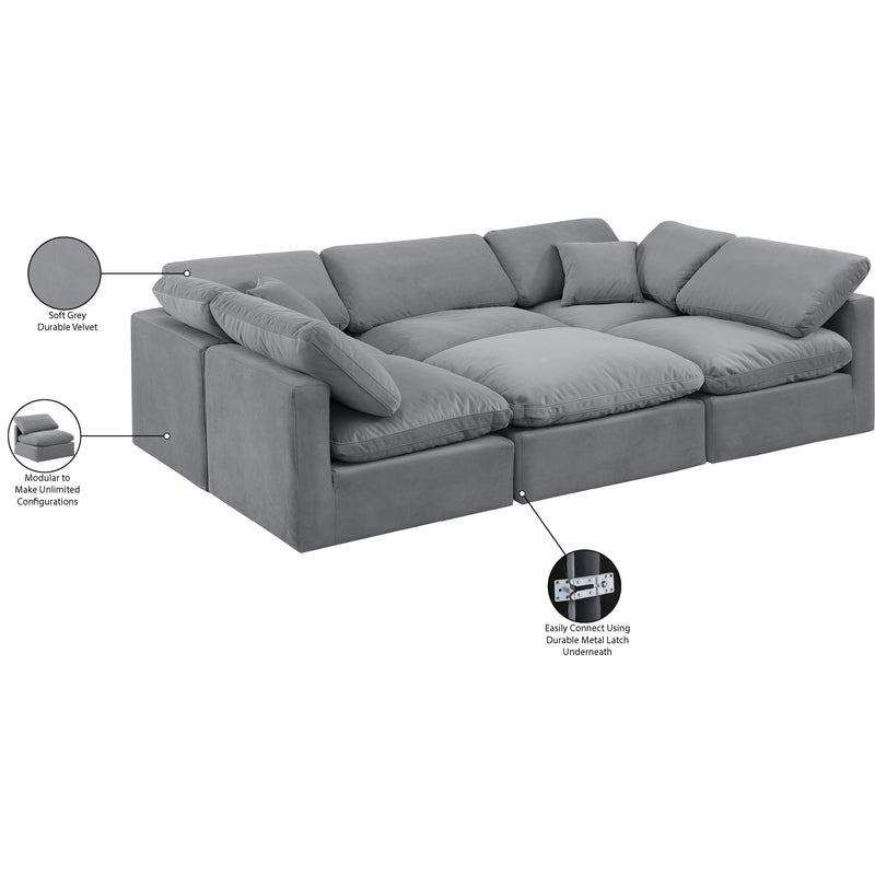 Meridian Indulge Grey Velvet Modular Sectional IMAGE 7